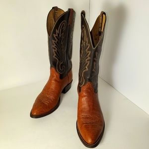 Hondo Western Cowboy Boots Men's Walnut/Choc Brown Size 9 1/2 D Handmade Vintage